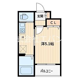 MELLAS川口 1Kの間取図画像