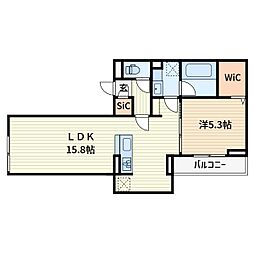 Verde 1LDKの間取図画像