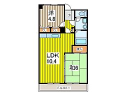 ライオンズシティ川口 2LDKの間取図画像