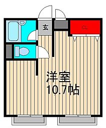 MMDAIMON ワンルームの間取図画像