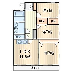 第二佐川ビル 3LDKの間取図画像