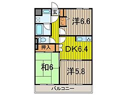エスポワール蕨 3DKの間取図画像