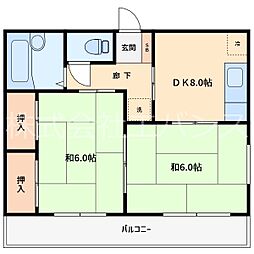 M-flat 2DKの間取図画像