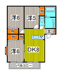 ドゥオーベータ 3DKの間取図画像