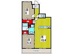 フォースター川口パークサイド 2LDKの間取図画像