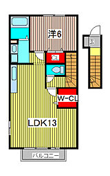 ヴァンベールA 1LDKの間取図画像