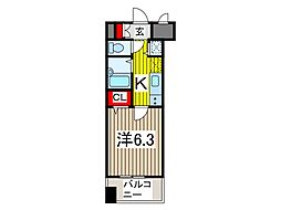 アクシーズタワー川口栄町1 1Kの間取図画像