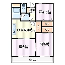 SKハイツ芝新町 3DKの間取図画像
