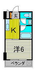 スカイハイツ東山 1Kの間取図画像
