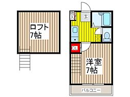 サザンハイツ3 1Kの間取図画像