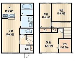 クロシェット 3LDKの間取図画像