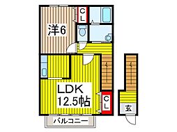 フラッツアピアB棟 1LDKの間取図画像