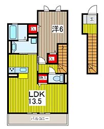 コーワ・ルミエール弐番館 1LDKの間取図画像