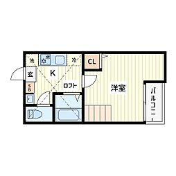 蕨市塚越5丁目アパート 1Kの間取図画像