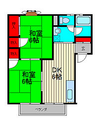 コーポラスホワイト3 2DKの間取図画像