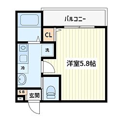 川口市赤井1丁目アパート 1Kの間取図画像