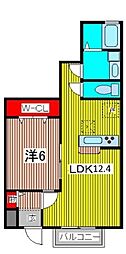 グリーンコーポ網代橋 1LDKの間取図画像