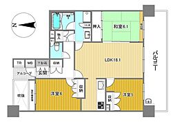 パークシティ大阪サウスガーデンズコート 3LDKの間取図画像