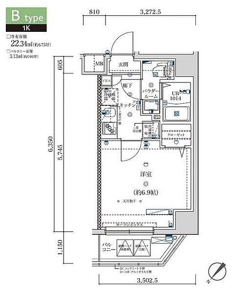 スクエアシティ川口並木 ｜埼玉県川口市並木3丁目(賃貸マンション1K・10階・22.34㎡)の写真 その2