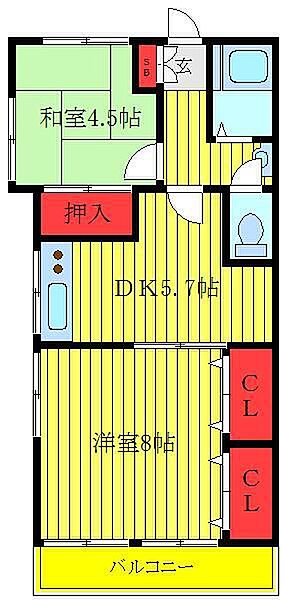 稲付ハイツ ｜東京都北区赤羽西3丁目(賃貸マンション2DK・3階・41.75㎡)の写真 その2