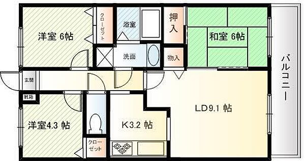 モン・シェリ　マ・シェリ 305｜滋賀県長浜市大戌亥町(賃貸マンション3LDK・3階・63.00㎡)の写真 その2