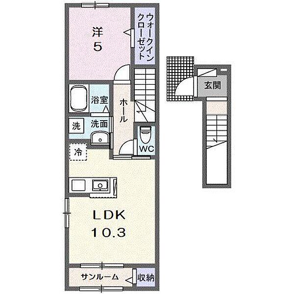 Ｓｕｎｎｙ 205｜滋賀県彦根市後三条町(賃貸アパート1K・2階・44.28㎡)の写真 その2