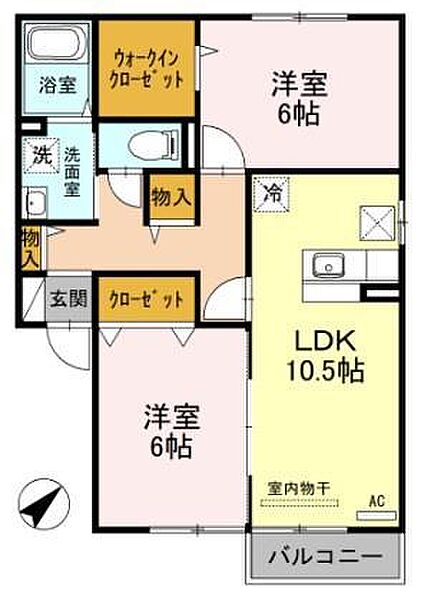 ロイヤルコート越坊Ｂ棟 102｜滋賀県彦根市小泉町(賃貸アパート2LDK・2階・62.80㎡)の写真 その2