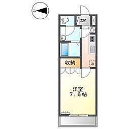 メゾンドラスリーズ 203 2階1Kの間取り