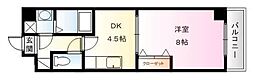 キャンパスビレッヂ2 1DKの間取図画像