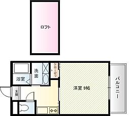 プレシアス・タウン 1Kの間取図画像
