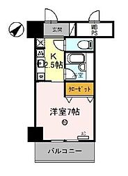 サンタウン竹鼻A棟 1Kの間取図画像