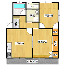 中高津アーバンハイツB 2LDKの間取図画像