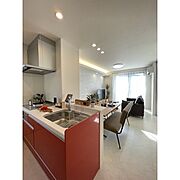 キッチンからはリビングが見渡せます（家具