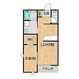 セレーノ小松B 1LDKの間取図画像