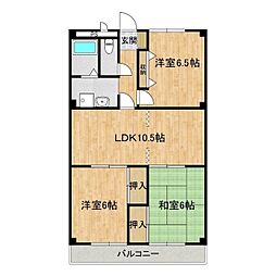サンライズパストラルB 3LDKの間取図画像
