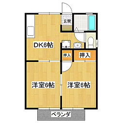 エステート・並木 2DKの間取図画像