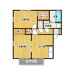 ディアコートティアラB 2DKの間取図画像