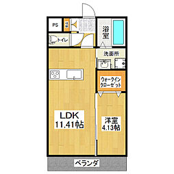 エーリおおつ野 1LDKの間取図画像