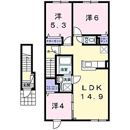 フィーリエ 2階3LDKの間取り