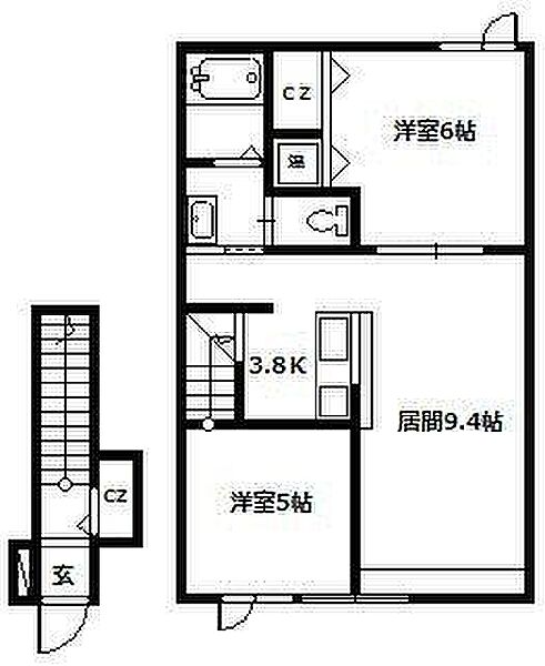 ラ・マトリスII棟 222｜北海道旭川市永山十二条3丁目(賃貸アパート2LDK・2階・53.01㎡)の写真 その2