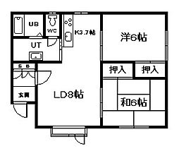 イエンハイツ 2LDKの間取図画像