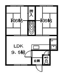 ホットファミリーコーポ 2LDKの間取図画像