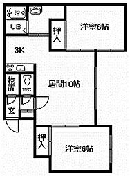 ジュネラス 2LDKの間取図画像