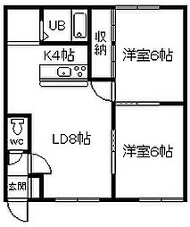 ハイツカトレアA 2LDKの間取図画像