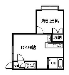オリーブハウス 1DKの間取図画像
