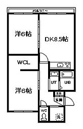 ハイツレジェ 2DKの間取図画像