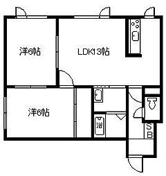 M・Kマンション 2LDKの間取図画像