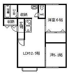 グレース豊栄C 2LDKの間取図画像
