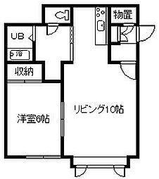 ソニア秋月 1LDKの間取図画像