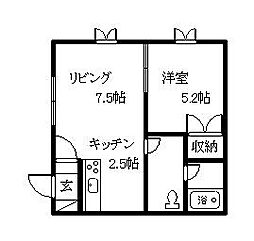 スイートピー 1DKの間取図画像